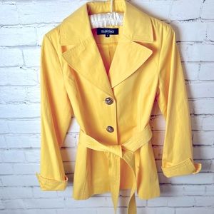 Ellen Tracy womens coat belted yellow size small